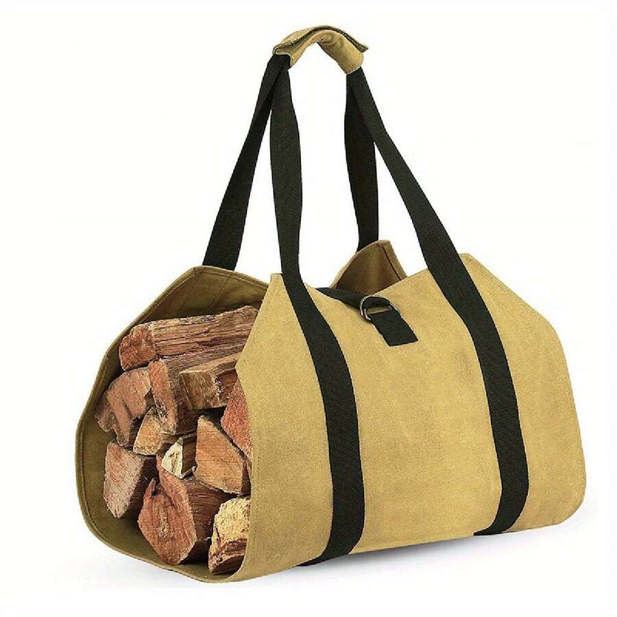1個戶外木柴收納袋,便攜式大容量露營日誌攜帶袋