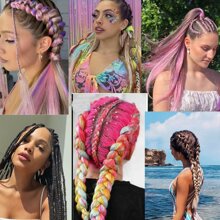 Pre streched Braiding Hair within Sparkling Tinsel Hair Extensions Soft Yaki Texture Easily Crochet Twist Braids Hair Synthetic Box Braiding Hair for Women