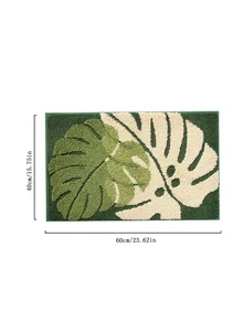 1 件裝豪華樹葉和植物提花浴室防滑墊、吸水門墊、防滑腳墊、臥室地毯 - 迷城-藍 - 查看 7