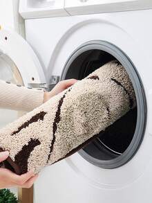 1 件裝豪華樹葉和植物提花浴室防滑墊、吸水門墊、防滑腳墊、臥室地毯 - 迷城-藍 - 查看 6