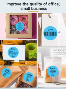 1Roll 2" Circle Thermal Labels, Self-Adhesive Round Thermal Sticker Label, Thermal Sticker for DIY Logo Design, QR Code, Name Tag, Inventory, Coding Dot Labels 600 Labels,Blue - Blue - View 6