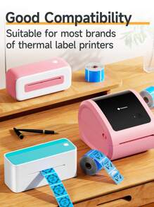 1Roll 2" Circle Thermal Labels, Self-Adhesive Round Thermal Sticker Label, Thermal Sticker for DIY Logo Design, QR Code, Name Tag, Inventory, Coding Dot Labels 600 Labels,Blue - Blue - View 3