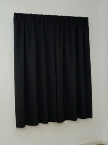 1 tấm rèm che cửa sổ bằng polyester màu trơn dán móc và vòng cách nhiệt chống nắng & chống tia UV, thích hợp cho phòng ngủ, phòng khách, ban công - màu đen - Xem 4