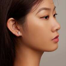 1 pereche de cercei cu clips din argint 925 cu model fluture minimalist, mini cercei drăguți și la modă pentru femei, bijuterii delicate, cadou de petrecere - Argint - Vizualizare 6