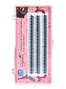 yelix 120 簇预制鱼尾形假睫毛漫画睫毛自嫁接 DIY 簇状浓密燕尾睫毛 0.07C 卷翘睫毛簇、睫毛簇、单根睫毛、睫毛、假睫毛 - 黑色 - 查看 2