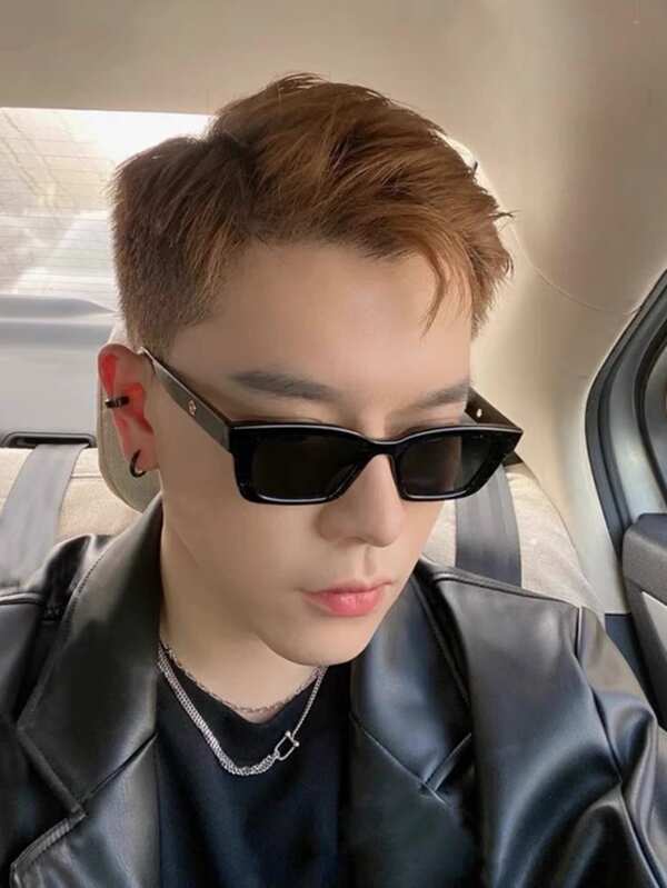 1pc Unisex Fashion Glasses, Small Frame Cat Eye Glasses, Retro Vintage Style Similar To Jenni, Suitable For Men And Women, Oversized Square Frame Glasses With Rhinestone Decoration, New Retro Rectangular Rave Glasses, Korean Style Hiphop Glasses For St. Patrick's Carnival