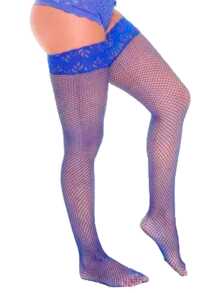 Women Over the Knee Socks - Blue - View 1