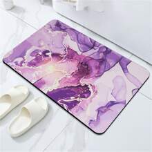 件現代大理石印花淋浴墊，可水洗，吸濕，防滑，安全浴室防滑地毯，彈性，抗疲勞，耐磨橡膠背門墊，適用於淋浴間、浴室、客廳、臥室、廚房及室內門口造型，多種顏色可選 - 彩色 - 查看 3