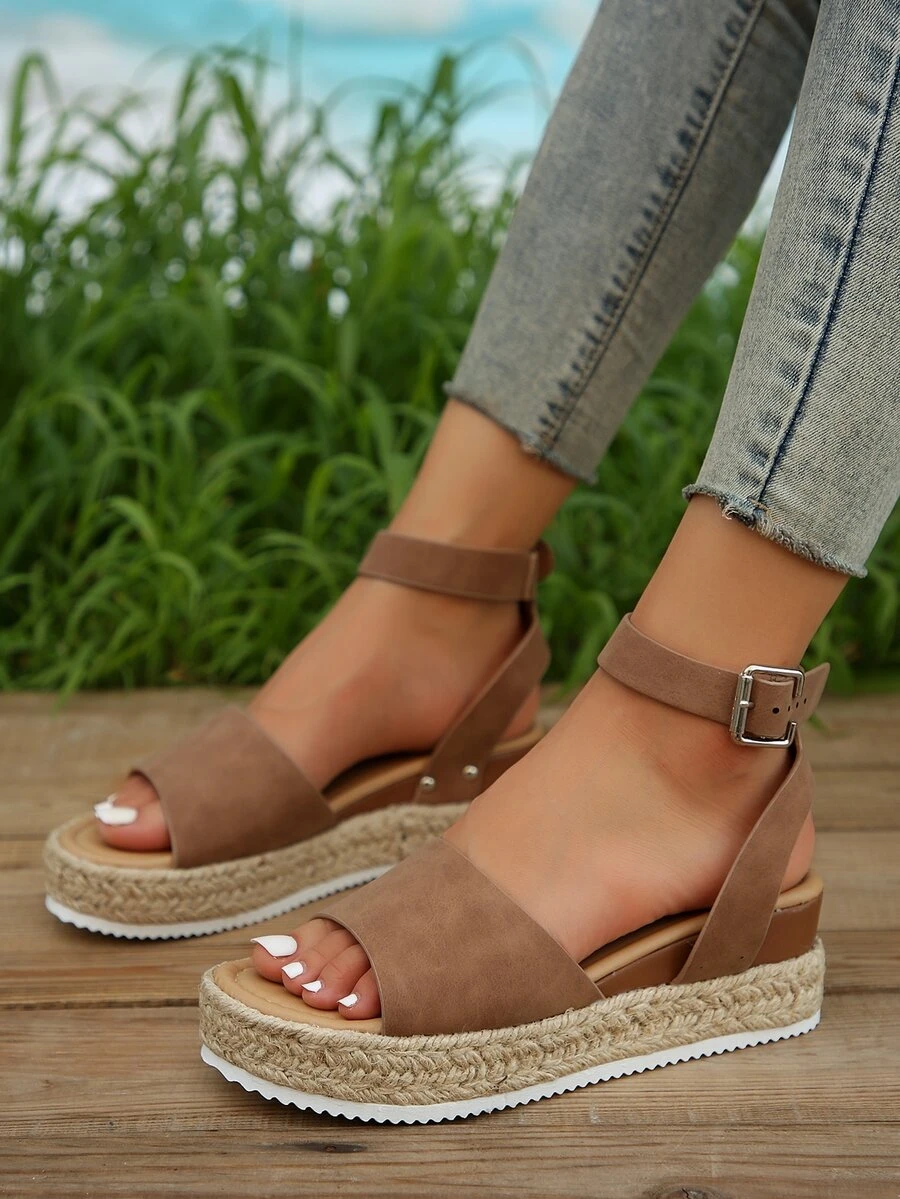 Quý cô Nâu Dây thừng Dép quai hậu - màu nâu - Xem 1