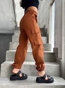 Women Pants - 棕色 - 查看 1