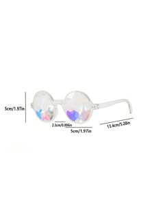 1入組真正的萬花筒音樂節眼鏡,帶稜鏡馬賽克鏡片,創意眼鏡適用於夜間表演和派對配件