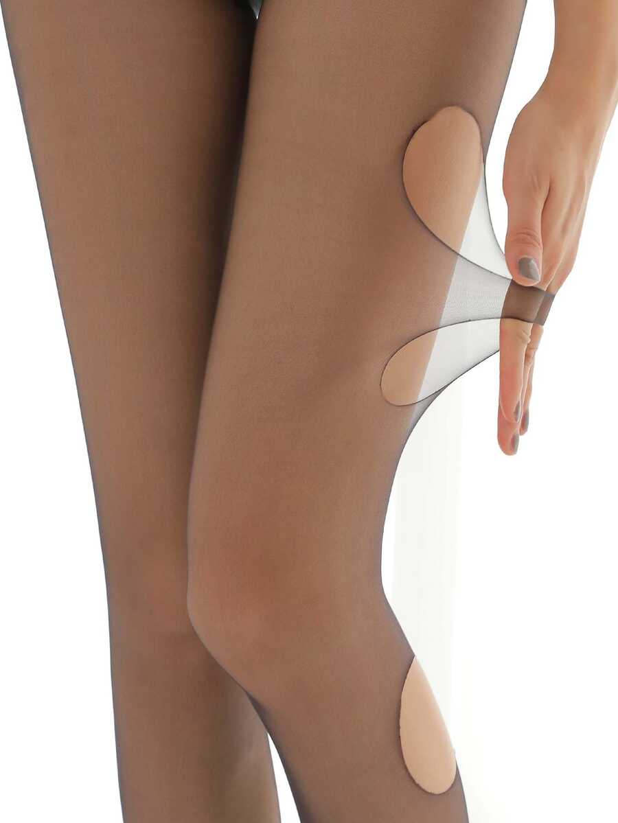 1對女性黑色絲襪,超薄,超透明,不粘絲織物,單色,適用於任何場合