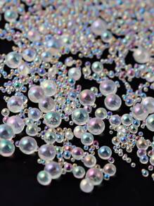 迷你无孔泡泡珠美甲装饰，透明玻璃圆珠，全息泡泡珠，DIY美甲用品指甲饰品美甲宝石指甲