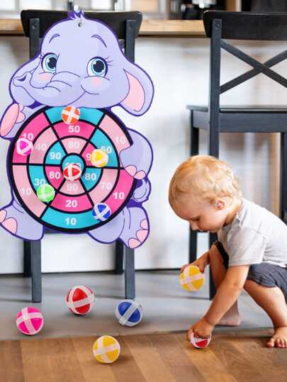 Christmas Decoration 4pcs Kids' Dartboard Sticky Balls Target, Parent-Child Indoor & Outdoor Ball Game Toy
