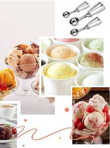 1pc Ice Cream Scoop & Fruit Spoon,Ice Cube,Party,Travel,Wedding,Birthday,Graduation,Bachelorette Party,Bachelorette,Kitchen,Kitchen Items,Storage,Decor,Outdoor. - Silver - View 3