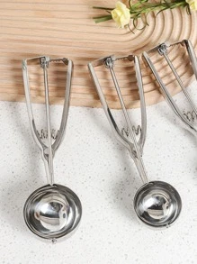 1pc Ice Cream Scoop & Fruit Spoon,Ice Cube,Party,Travel,Wedding,Birthday,Graduation,Bachelorette Party,Bachelorette,Kitchen,Kitchen Items,Storage,Decor,Outdoor. - Silver - View 5