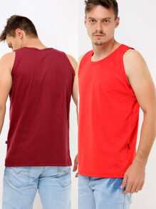 Men Tank Tops - 紅色和葡萄酒 - 查看 2