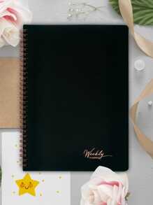 Trees Daily Weekly Planner Notebook 7 Day Work Planner Agenda Undated Personal Productivity Appointment Book Spiral To Do List Notebook With Hourly Schedule, Habit Tracker - Black - View 2