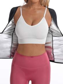 运动户外桑拿套装女士出汗塑身热腰训练紧身胸衣长袖衬衫健身上衣减肥腰带健身房配件腹部瘦身束腹带，腰带腹部瘦身束腹带 - 銀色 - 查看 8