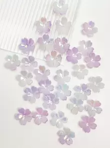 30 颗甜美可爱的紫色樱花珠，花珠用于 DIY 珠宝制作和装饰，可用于项链、手链、耳环、手机链、钥匙扣、包包吊饰、女士花卉 DIY 珠宝组件 - 紫色 - 查看 2