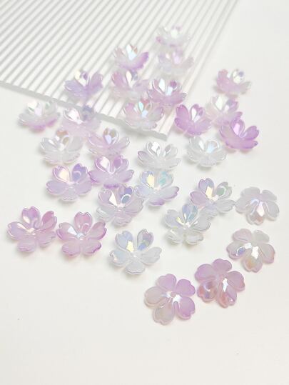 30 颗甜美可爱的紫色樱花珠，花珠用于 DIY 珠宝制作和装饰，可用于项链、手链、耳环、手机链、钥匙扣、包包吊饰、女士花卉 DIY 珠宝组件