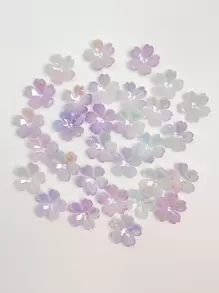 30 颗甜美可爱的紫色樱花珠，花珠用于 DIY 珠宝制作和装饰，可用于项链、手链、耳环、手机链、钥匙扣、包包吊饰、女士花卉 DIY 珠宝组件 - 紫色 - 查看 4