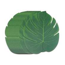 12 件裝 8 英寸龜背葉人造樹葉套裝適用於夏威夷海灘婚禮派對裝飾、家居裝飾和拍照道具,17 厘米 * 20 厘米 - 軍綠色 - 查看 4