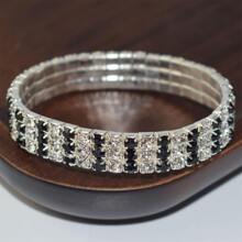 1pc Fashionable Bridal Bracelet With Rhinestone Decoration, Elastic Design - Multicolor - View 3