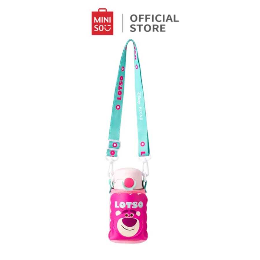 Miniso Insulated Mug With Straw, Free Adjustable Strap Easy To Carry And Protective Mug Cover For Drop Protection, Stainless Steel Leak-Proof Steel Mug 500mLr - Pink - View 1