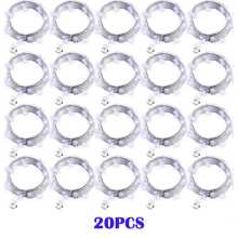 1/20 Pack String Fairy Lights 20LED 7feet/2m Silver Copper Wire Battery Powered Decorations Lights For DIY Crafts Wedding Party Decor(White) - White - View 1