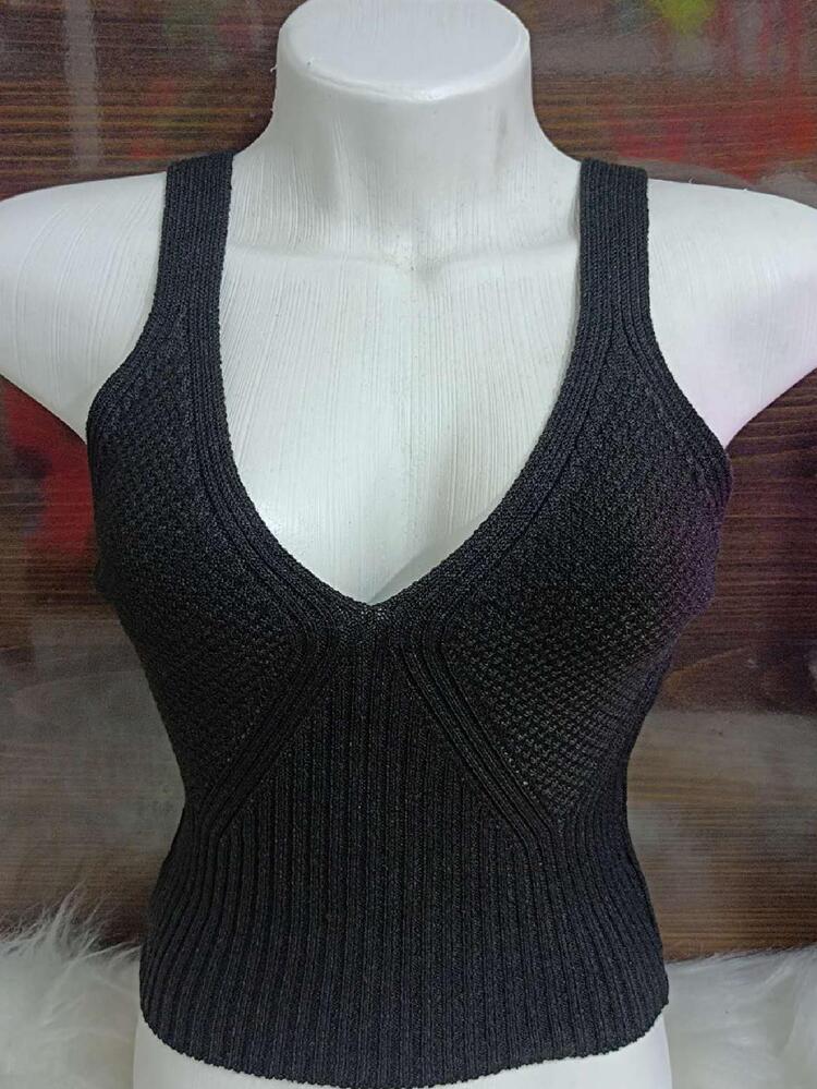 Women Knit Tops - 黑色 - 查看 2