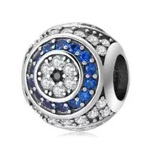 Fille 1 pièce À La Mode Mauvais Œil Bleu Zircone Cubique Pendentif Perle , S925 Argent DIY Breloque Pendentif Pour Femme Tous Les Jours Porter , Cadeau Pour Mère , , Petite Amie Anniversaire