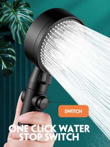 3入組/套黑色手持高壓淋浴噴頭成套工具,5可調節淋浴模式帶淋浴噴頭支架和59英寸(150cm)淋浴軟管,浴室配件 - 黑色 - 查看 5