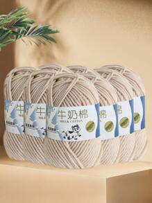 8入組50g 2.5mm 5股牛奶紗,適用於diy織成成人圍巾,鉤織線 - 米色 - 查看 1