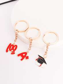 3pcs Graduating Students Keychain, Cute Exam Blessing Car Key Ring Pendant Wallet Decoration - Red - View 3