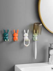 1pc Bathroom Cartoon Rabbit Shaped Hook Multifunctional Toothbrush Holder