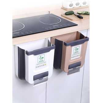 1pc Cabinet/wall Mounted Folding Trash Can, Special Foldable Garbage Bin