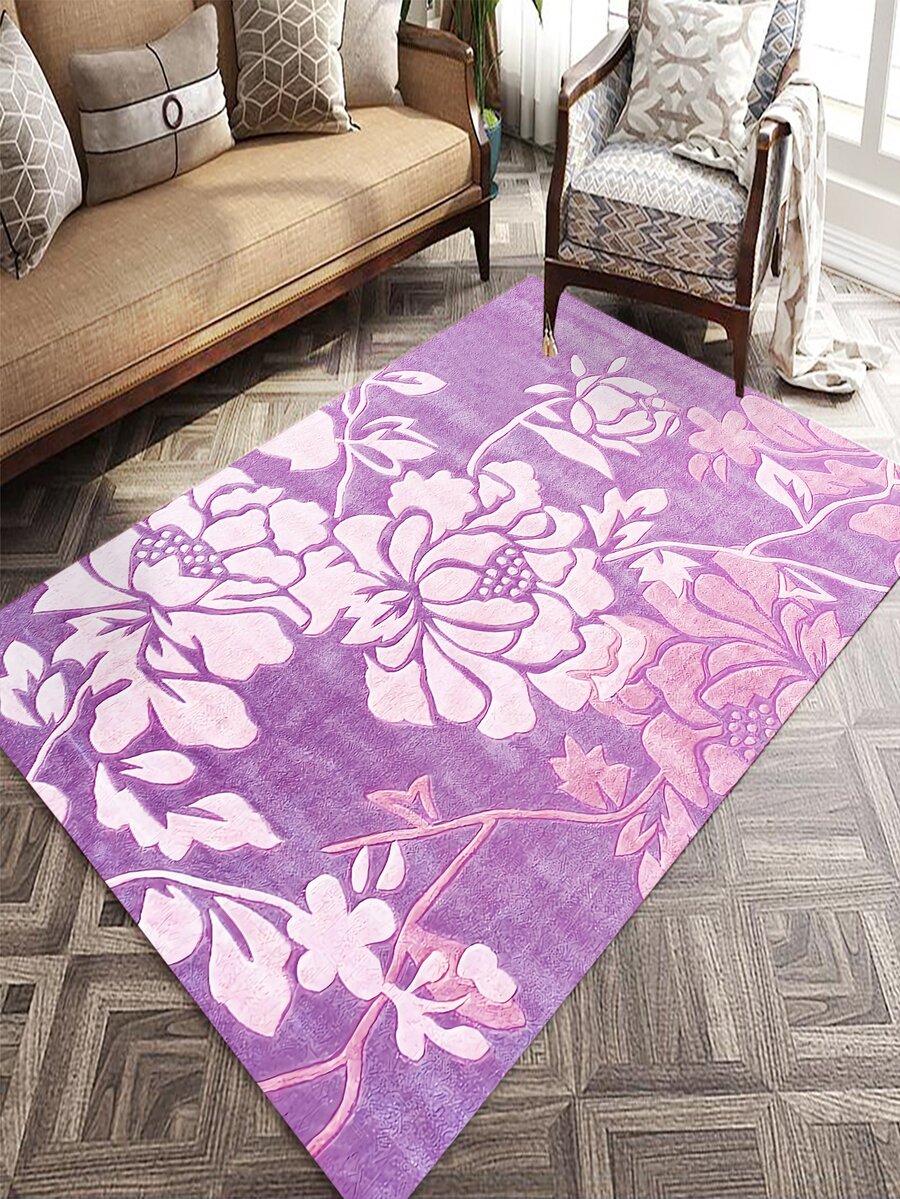 1pc Geometric Carpet - Purple - View 1