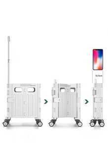 1pc Pink Multi-functional Folding & Movable Portable Shopping Cart Picnic Trolley - Pink - View 4