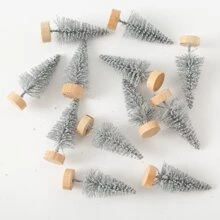 12pcs Mini Green Bottle Brush Trees, Plastic Winter Snow For Christmas Diy Crafts, Tabletop Decoration, Kids' Gift,Christmas - Green - View 11