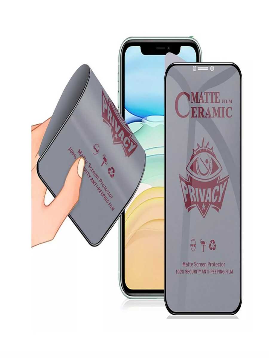 Dos Piezas Micas Cerámica Privacidad Para Celular Compatible Con Celular iPhone Superficie Mate (Varios Modelos). - Negro - Ver 1