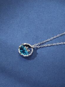 1入組925純銀女性時尚豪華鯨魚吊墜項鍊帶合適的適用於日常穿著,禮物,結婚紀念日,派對和其他場合