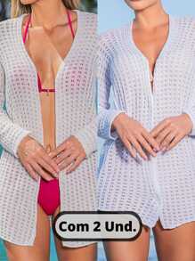 Women Coats - 白色和關閉 - 查看 2