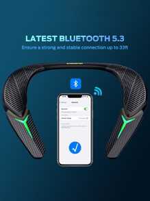 Monster Stinger Neck Speaker, Neckband Bluetooth Speaker with 10H Playtime, True 3D Stereo Sound, Low Latency, RGB Lights, Built-in Mic, Wireless Wearable Speaker for Gaming Movies Music, Lightweight - 黑色 - 查看 7