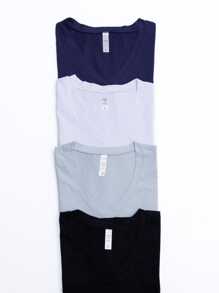 V-Neck T-Shirt Direct From The Factory 100% Cotton - 藏蓝色 - 查看 2