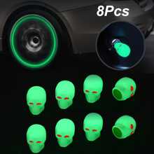 8Pcs Luminous Tire Valve Cap Car Wheel Hub Glowing Dust-Proof Decorative Tyre Rim Stem Covers, Universal Applicable Car Motorcycle Bike - Green - View 12
