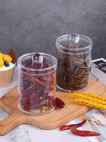 1pc  Acrylic Storage Organizer Canister Jars - Plastic Containers with Lid for Kitchen - Holder for Pantry or Countertop - one-size - View 3