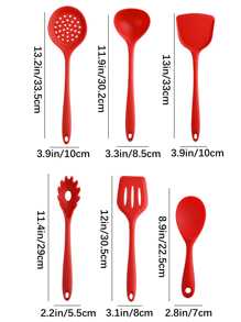 16入組矽膠廚房用具,包括6支矽膠鍋鏟、湯勺、防黏平底鍋、烹飪湯匙和翻鏟,還附有10個不銹鋼廚房掛勾 - 黑色 - 查看 3