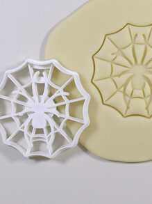 1 Pieza De Herramienta De Horneado De Molde De Galleta De Araña De Plástico Blanco, Molde De Corte De Galleta De Telaraña De Dibujos Animados Diy