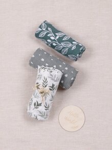 Happy Flute 3 Packs Set Muslin Soft Baby Wrap Swadding Blanket 120*110cm Love Valentine - Multicolor - View 3